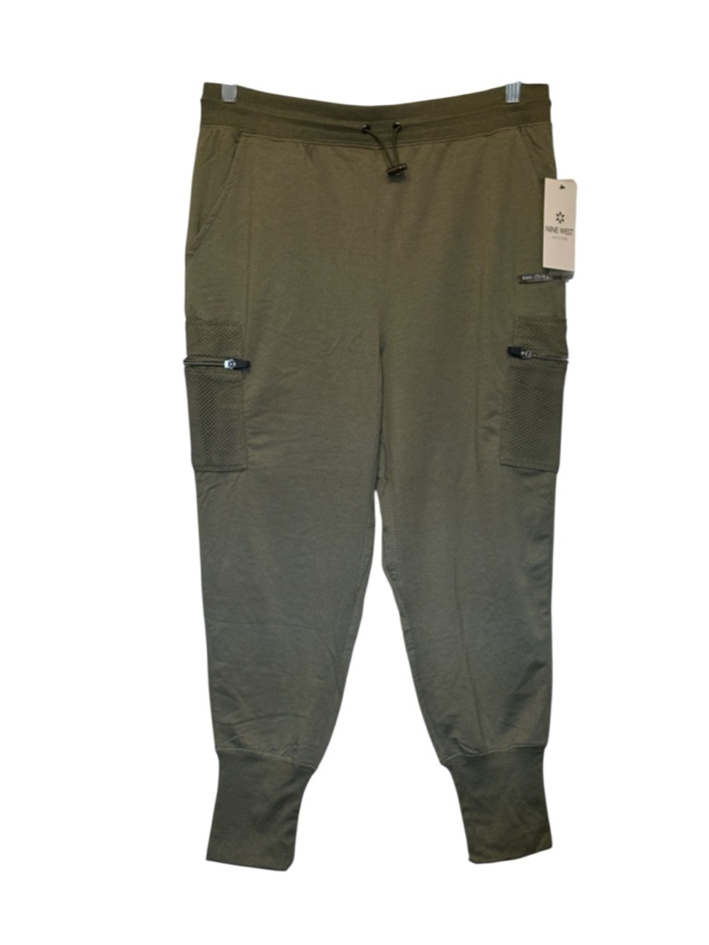 Nine West Olive Cargo Joggers with Zip Pockets. Size Large. NWT
